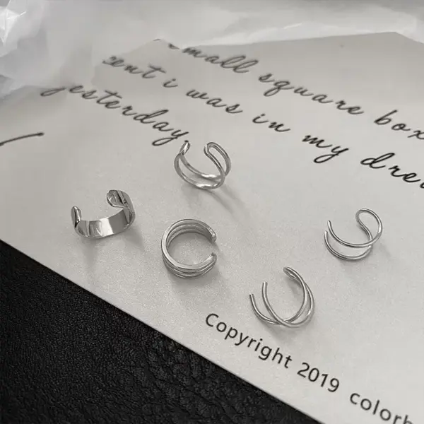Minimalist Clip-On Crystal Earrings Set - Image 8