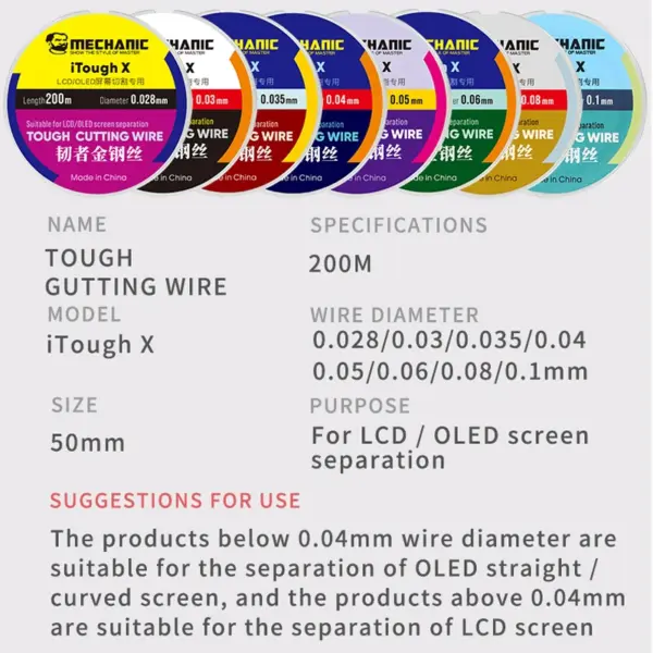 High Hardness Cutting Wire for LCD/OLED Repair - Image 5