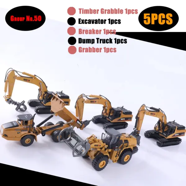 HUINA 1:50 Diecast Alloy Construction Vehicle Set - Image 12