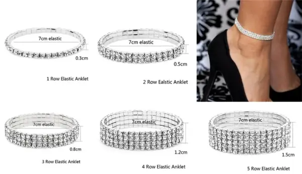 Adjustable Silver Crystal Anklet for Women - Image 5