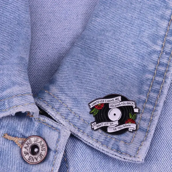 Vinyl Record Flowers Enamel Pin for Collectors - Image 3