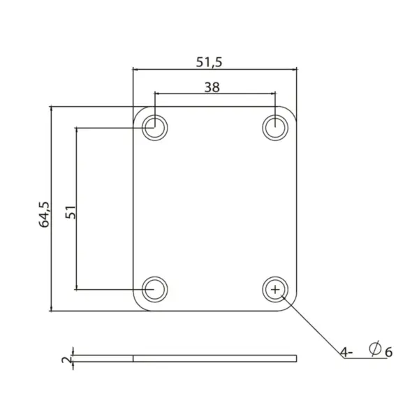 Stainless Steel 4-Bolt Guitar Neck Plate - Image 3