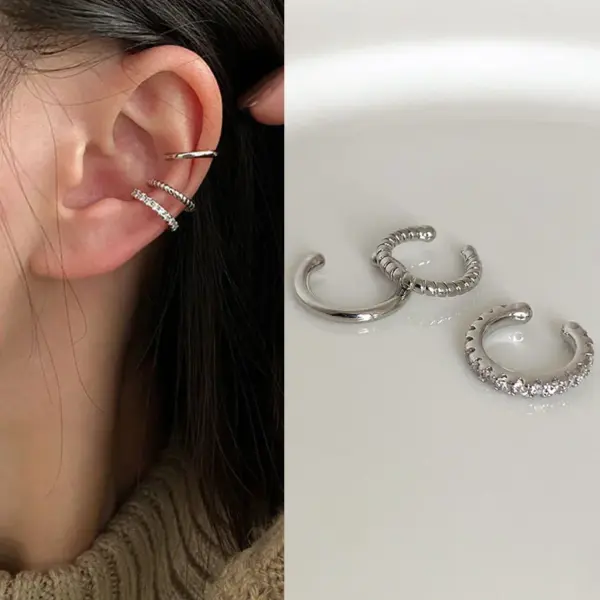 Minimalist Clip-On Crystal Earrings Set