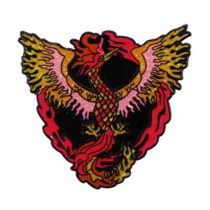 Flaming Phoenix Enamel Brooch Bold Design