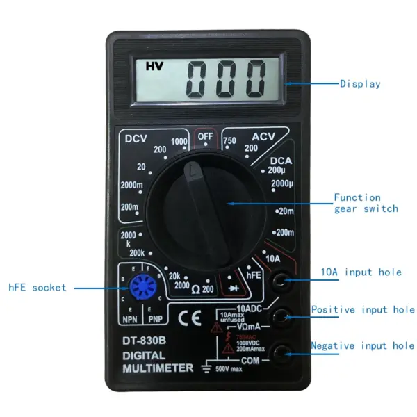 DT-830 Digital Multimeter AC DC Tester - Image 3