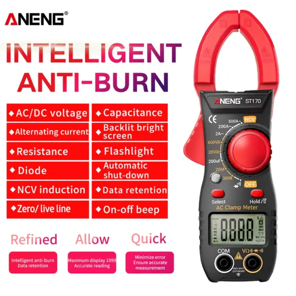 ANENG Smart Clamp Meter 500A AC/DC Voltage Tester - Image 2
