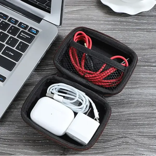 Leather Mini USB Cable Organizer Bag - Image 4