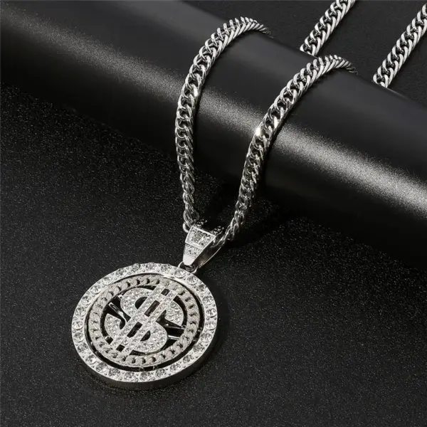 Rotating Dollar Pendant Necklace for Men - Image 3