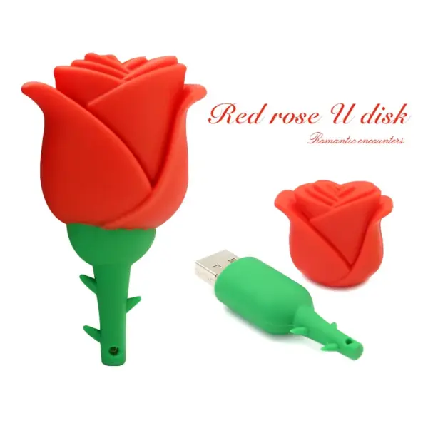 Charming Red Pink Rose USB Flash Drive 8GB - Image 2