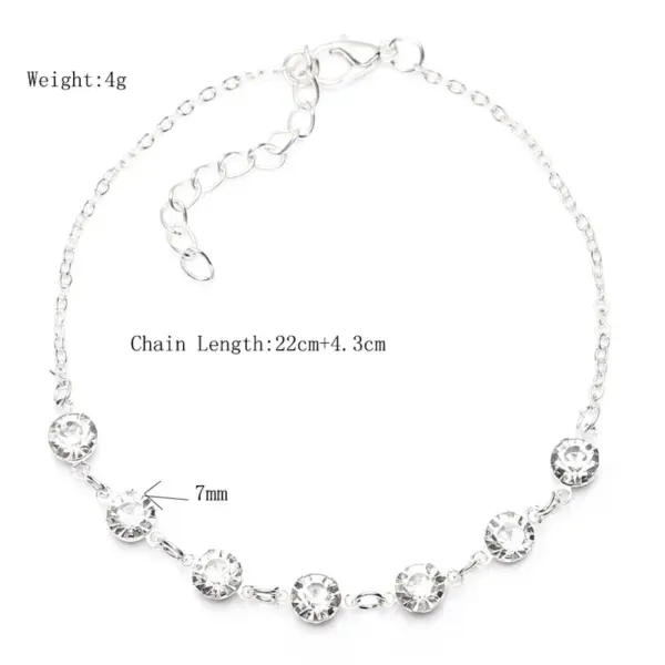 Adjustable Silver Crystal Anklet for Women - Image 16