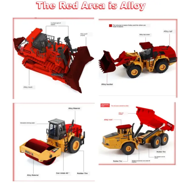 HUINA 1:50 Diecast Alloy Construction Vehicle Set - Image 2