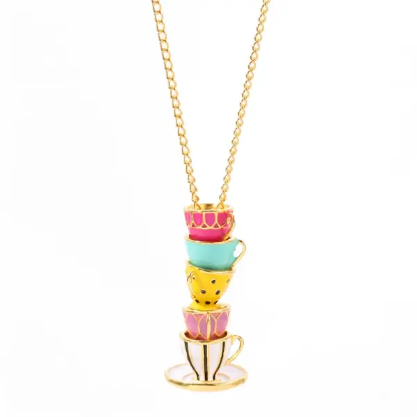 Boho Handmade Tea Cup Pendant Necklace - Image 2