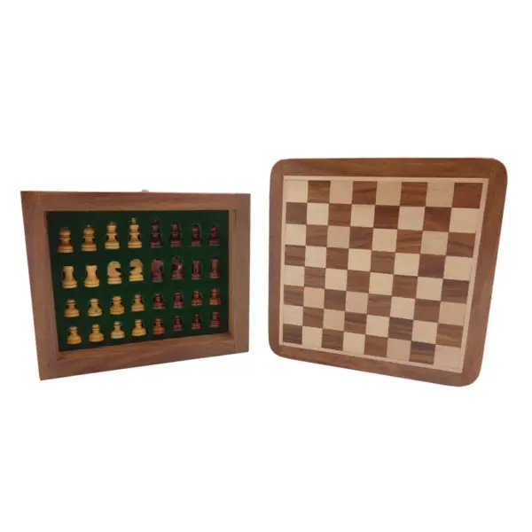 Portable Solid Wood Mini Chess Set with Drawer - Image 3