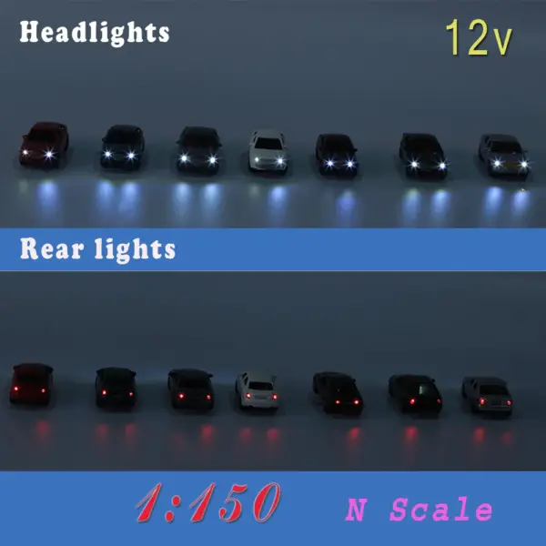 12pcs N Scale Lighted Model Cars Set - Image 7
