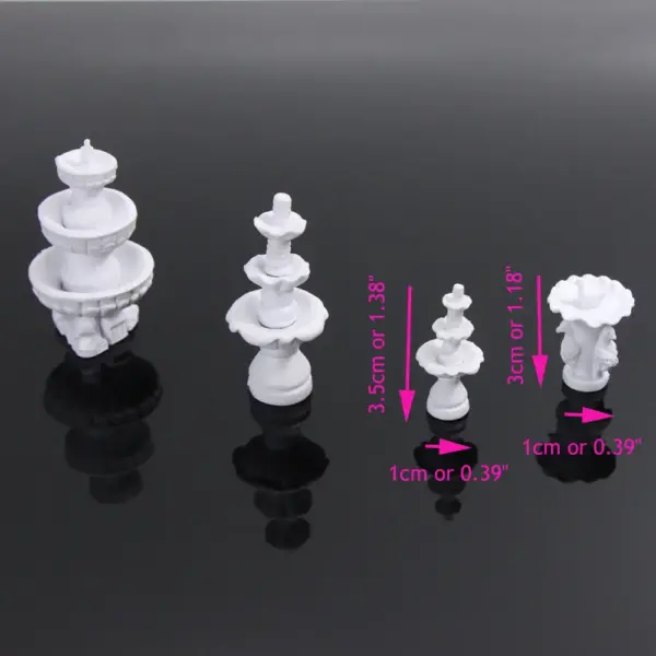9pcs White Fountain Statue Model Set HO Scale - Image 3