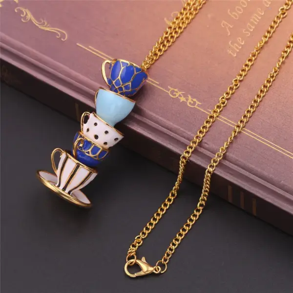 Boho Handmade Tea Cup Pendant Necklace - Image 5