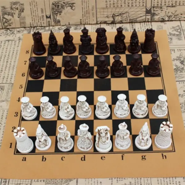 Yernea Antique Resin Chess Set with Board - Image 4