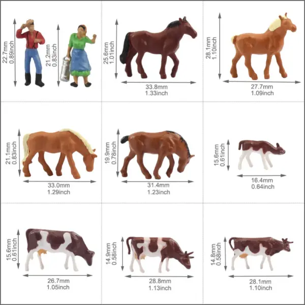 36pcs HO Scale Miniature Farm Animal Figures - Image 2