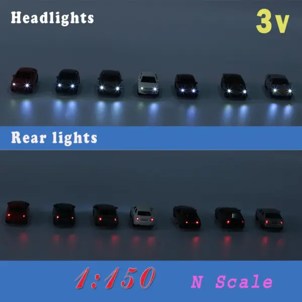 12pcs N Scale Lighted Model Cars Set - Image 8