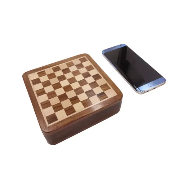 Portable Solid Wood Mini Chess Set with Drawer - Image 4