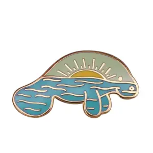 Manatee Sunrise Enamel Pin for Florida Fans