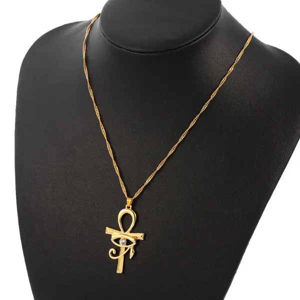Eye of Horus Gold Ankh Pendant Necklace - Image 6