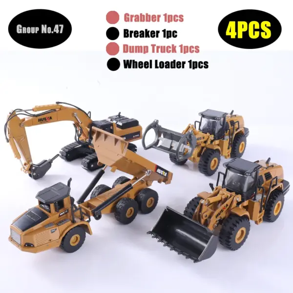 HUINA 1:50 Diecast Alloy Construction Vehicle Set - Image 9