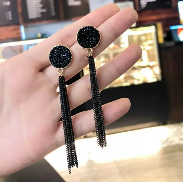 Korean Black Acrylic Drop Earrings for Elegance - Image 22