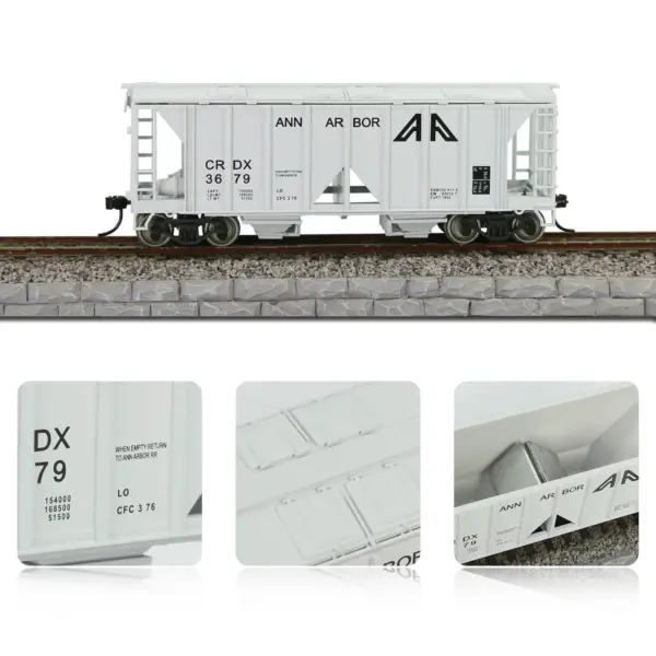HO Scale 2-Bay Covered Hopper Car Model - Image 3