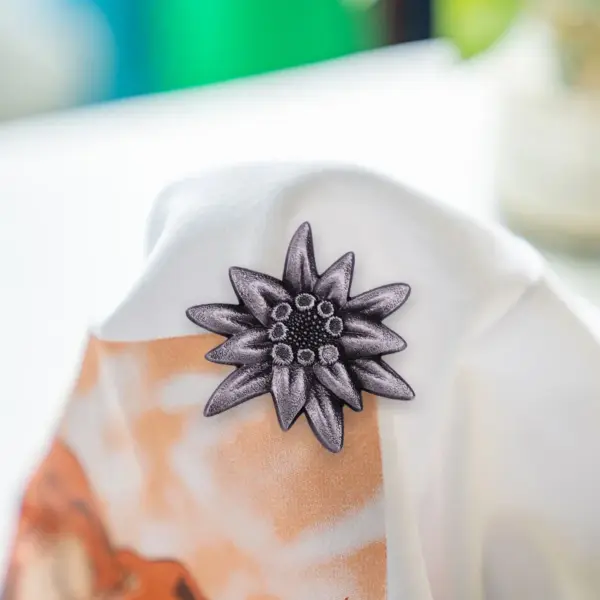 Edelweiss Flower Copper Brooch Pin - Image 3