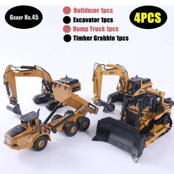 HUINA 1:50 Diecast Alloy Construction Vehicle Set - Image 11