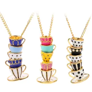 Boho Handmade Tea Cup Pendant Necklace