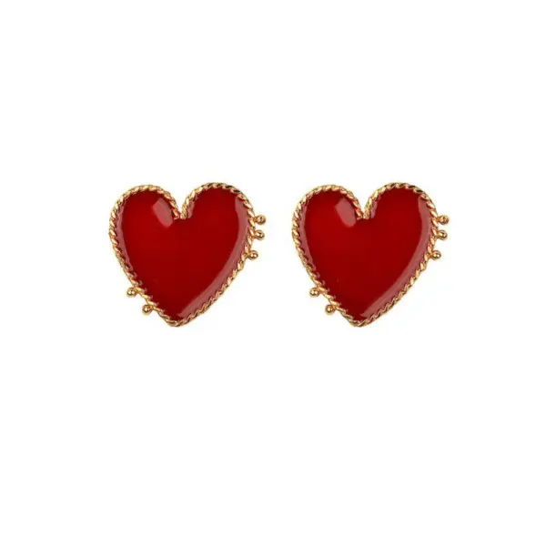 Red Heart Drop Earrings for Women - Image 2