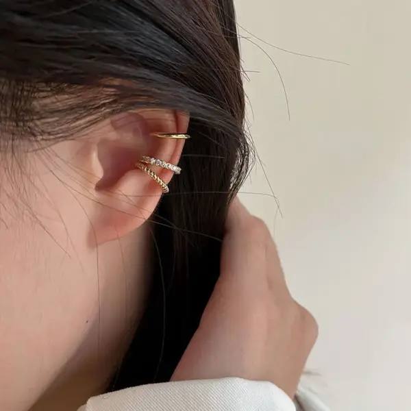 Minimalist Clip-On Crystal Earrings Set - Image 6