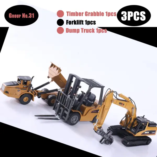 HUINA 1:50 Diecast Alloy Construction Vehicle Set - Image 18