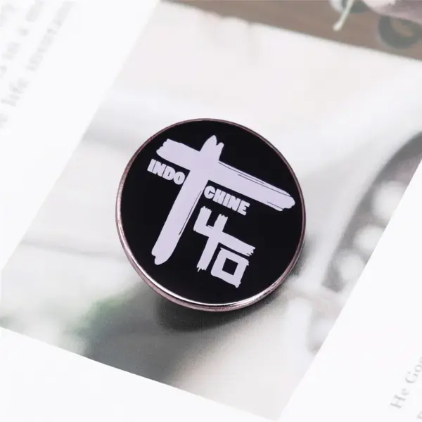 Indochine Enamel Pin Badge Round Metal Brooch - Image 6