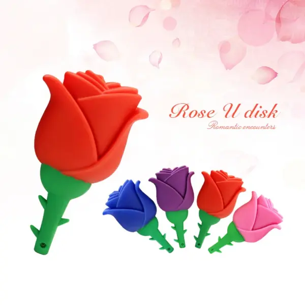 Charming Red Pink Rose USB Flash Drive 8GB - Image 5