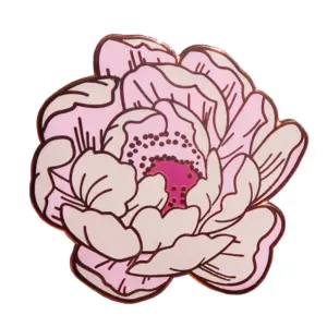 Peony Floral Copper Brooch Pin Accessory