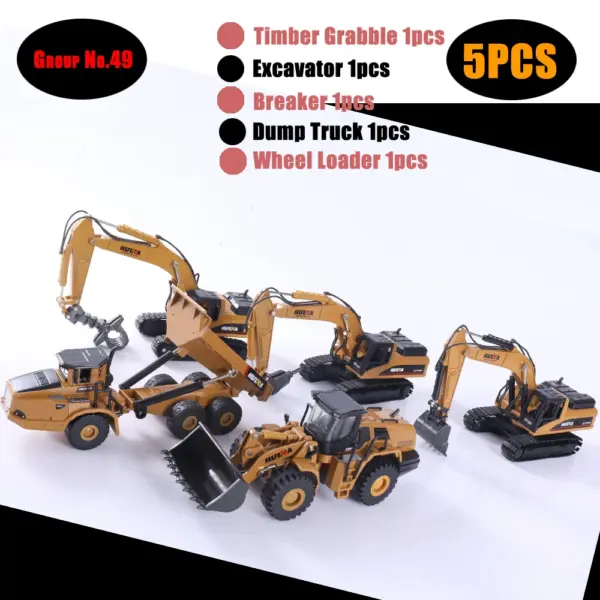 HUINA 1:50 Diecast Alloy Construction Vehicle Set - Image 15