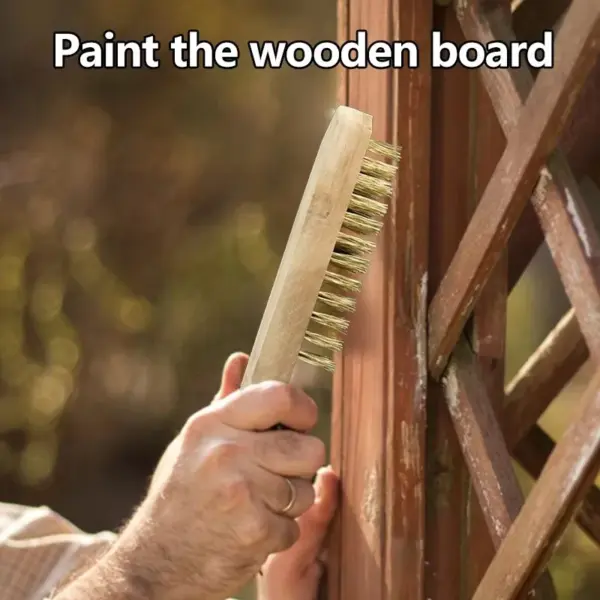 Wooden Handle Copper Plated Wire Brush - Image 3