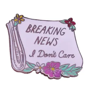 Breaking News Enamel Pin with Flowers
