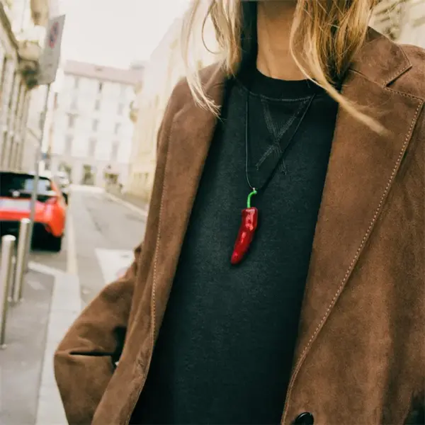 Bohemian Vintage Red Pepper Pendant Necklace
