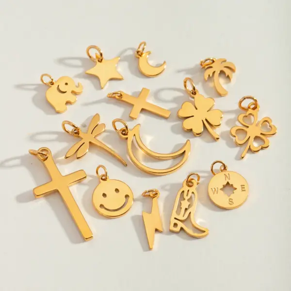 5 Pcs Stainless Steel Star Pendant Charms - Image 2