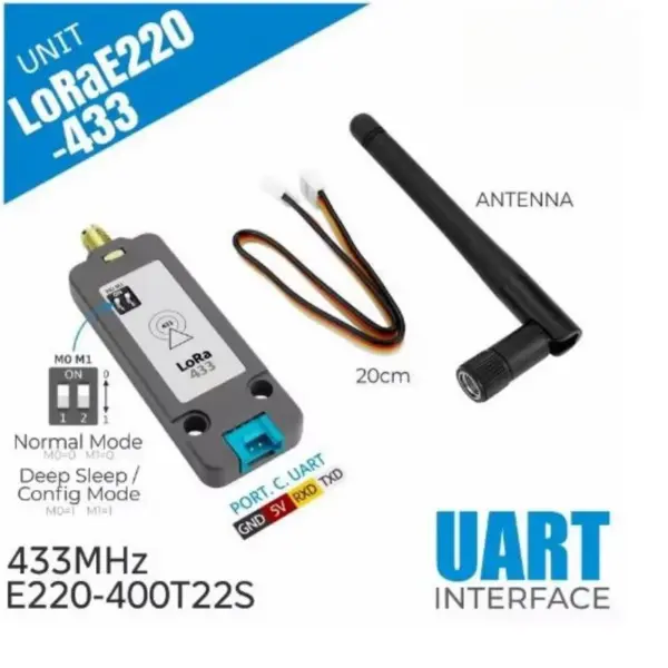 M5Stack LoRa Unit 433MHz with Antenna E220 - Image 2