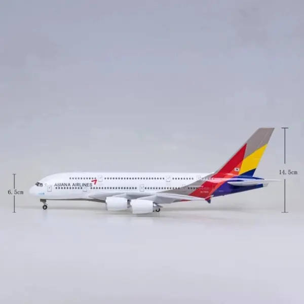 A380 Asiana Korean Airplane Model with LED Light - Image 5
