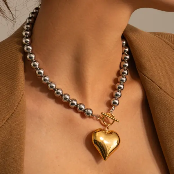 Heart-Shaped Stainless Steel Women's Necklace - Image 2