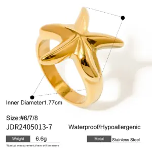 Stainless Steel Starfish Ring for Women 15 S02aa476472fa4fcb9552de3056e288246