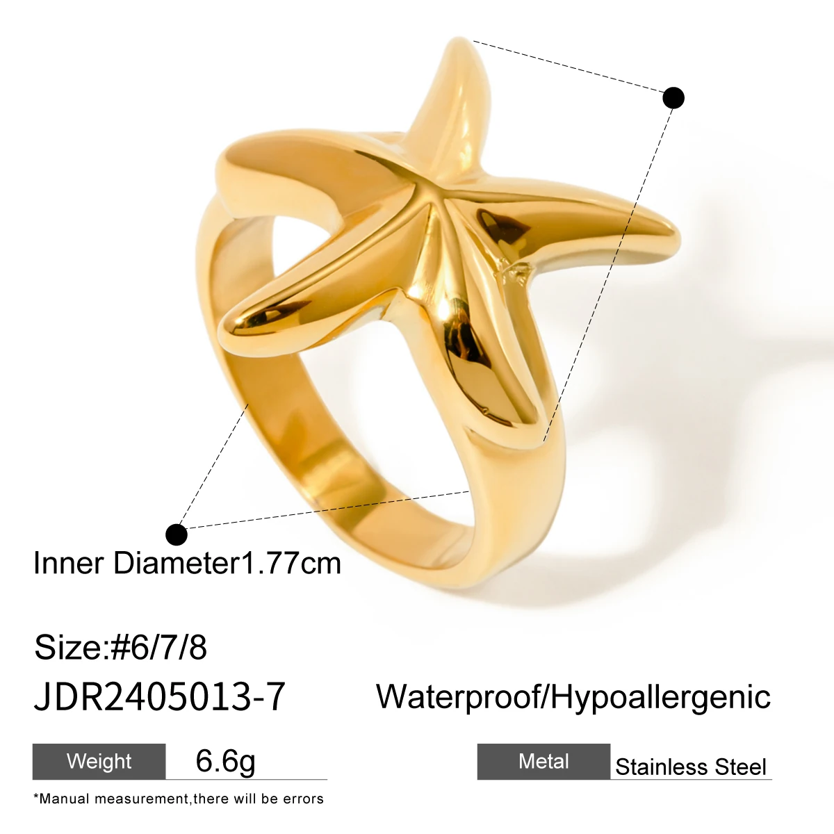 Stainless Steel Starfish Ring for Women 8 Stainless Steel Starfish Ring for Women - Image 8