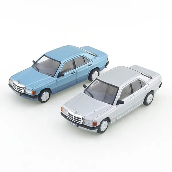 Benz 190E Blue Diecast Model Car 1:64 - Image 4
