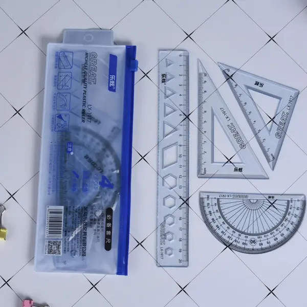 4-Piece Geometry Ruler Set for School Use - Image 6